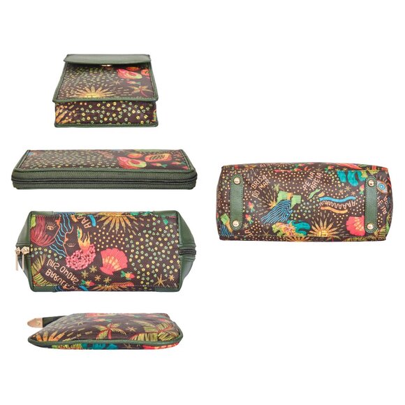 5-Pc Women’s Combo Set–Printed Fabric Satchel, Phone Wallet, Wristlet & Pouches - Picture 8 of 9